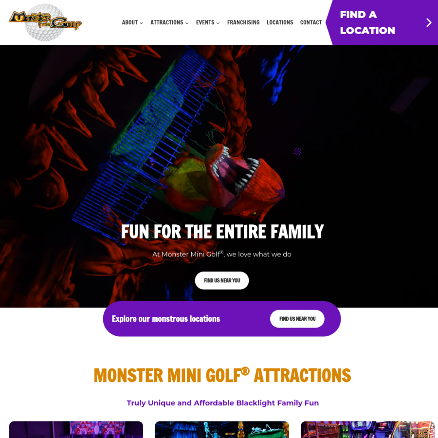 monsterminigolf.com homepage screenshot