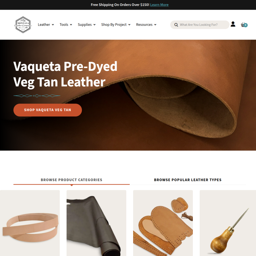 montanaleather.com homepage screenshot