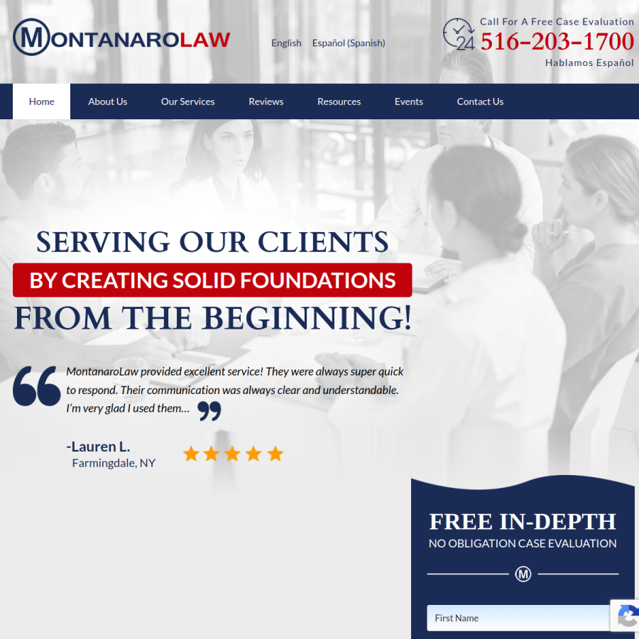 montanarolaw.com homepage screenshot