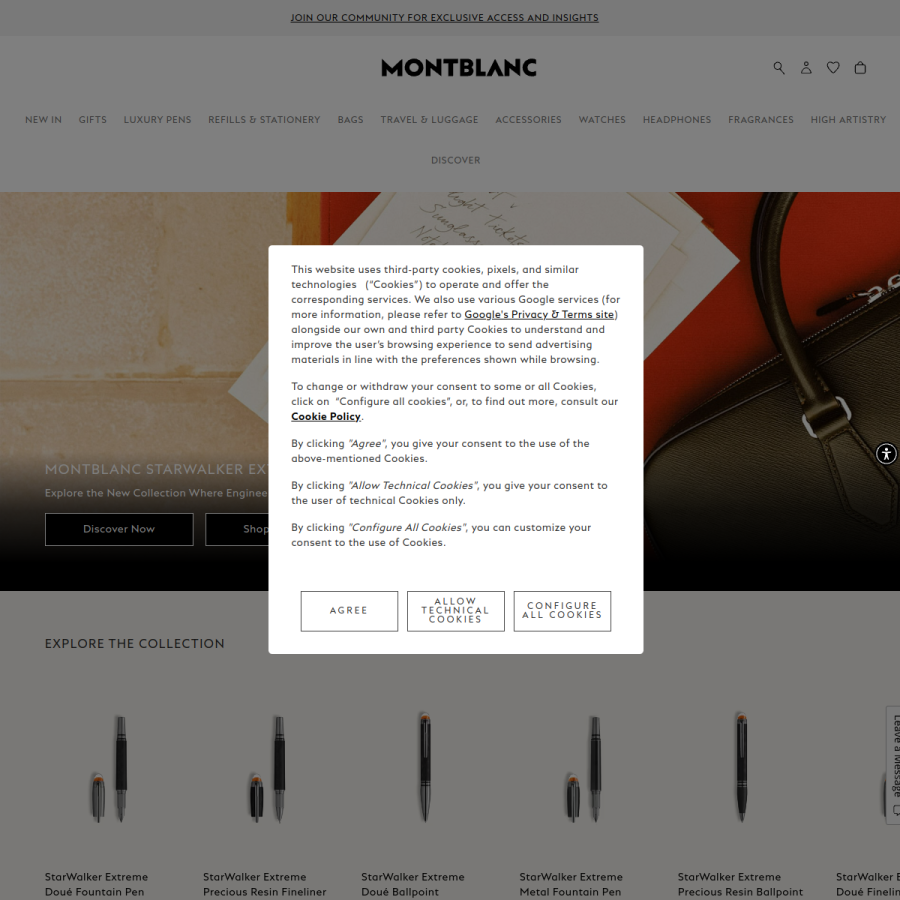montblanc.com homepage screenshot