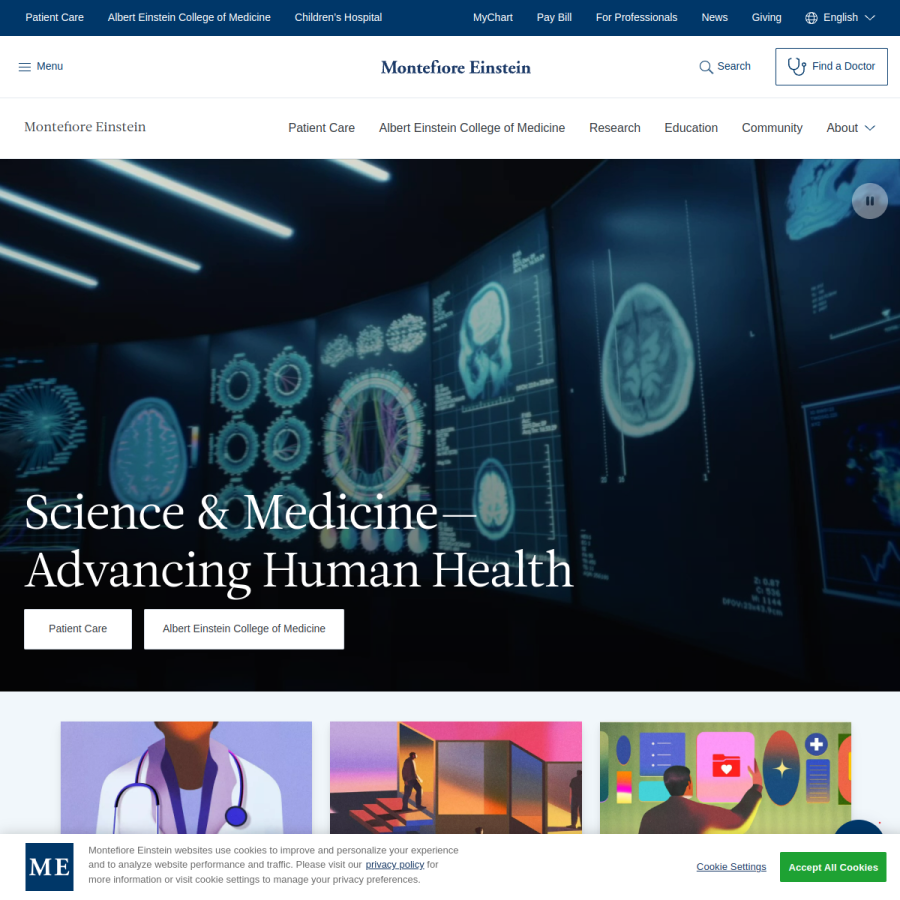 montefiore.org homepage screenshot