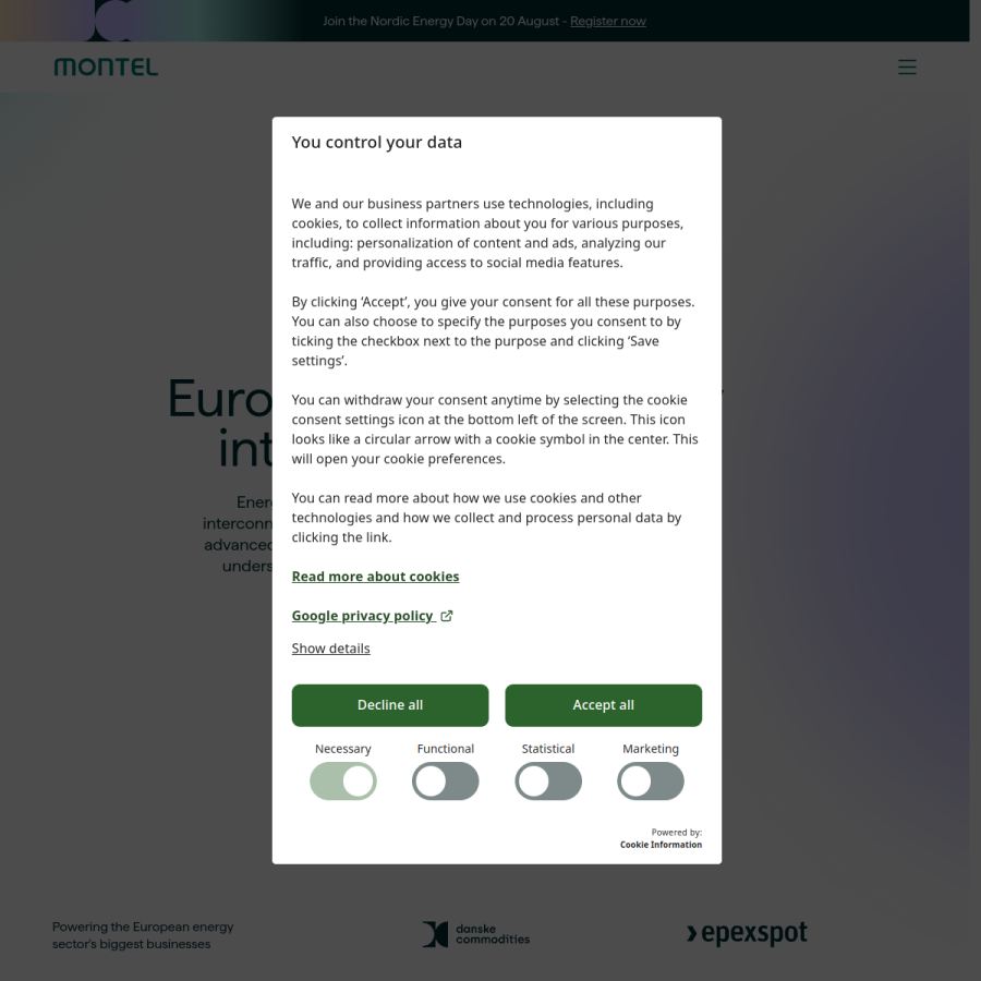 montel.energy homepage screenshot