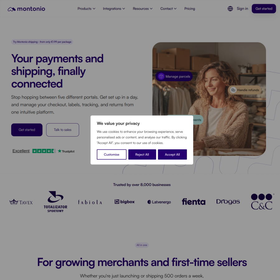 montonio.com homepage screenshot