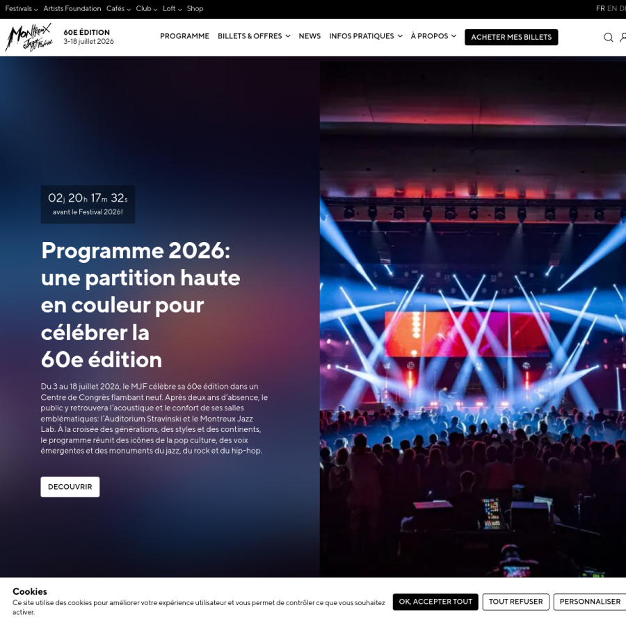 montreuxjazzfestival.com homepage screenshot
