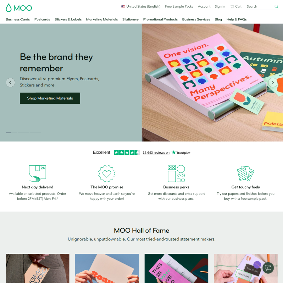 moo.com homepage screenshot