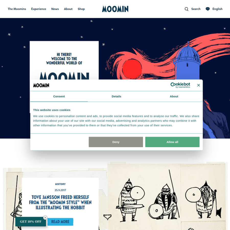 moomin.com homepage screenshot