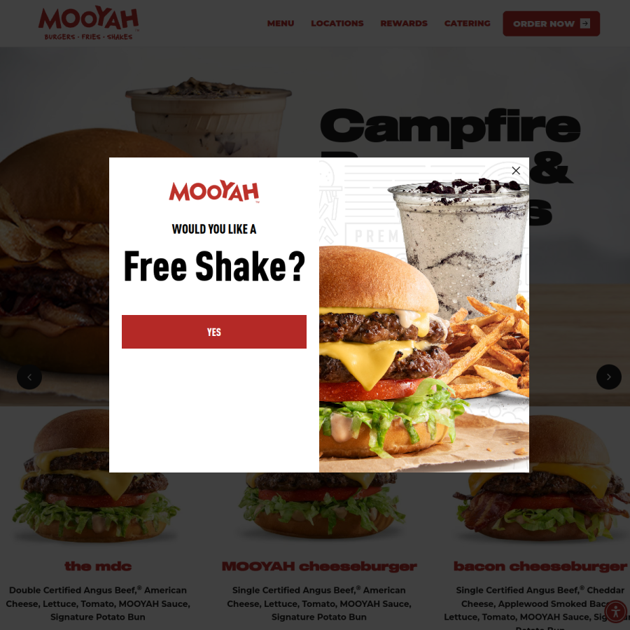 mooyah.com homepage screenshot