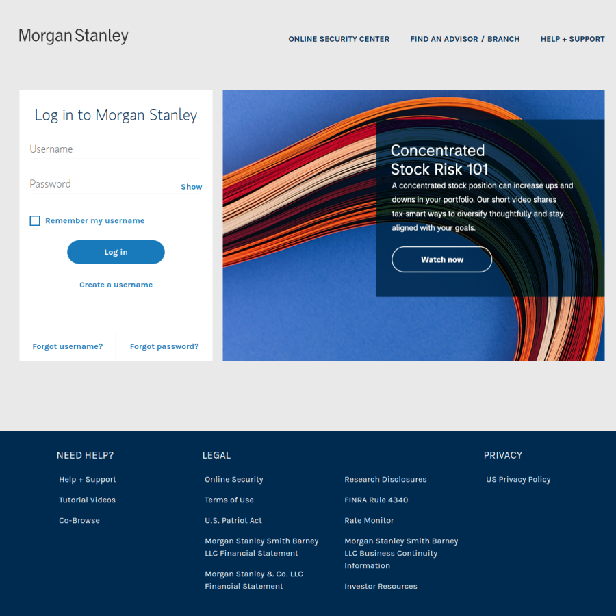 morganstanleyclientserv.com homepage screenshot