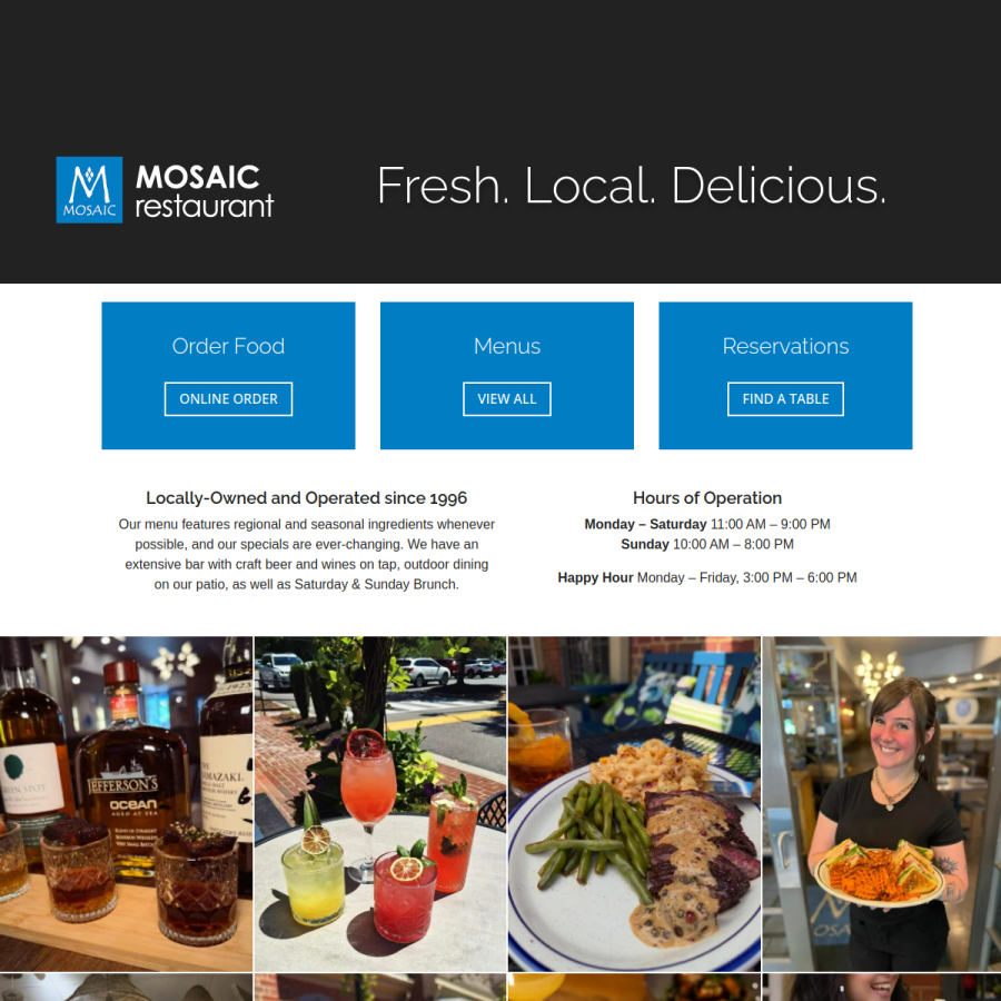mosaicedibles.com homepage screenshot