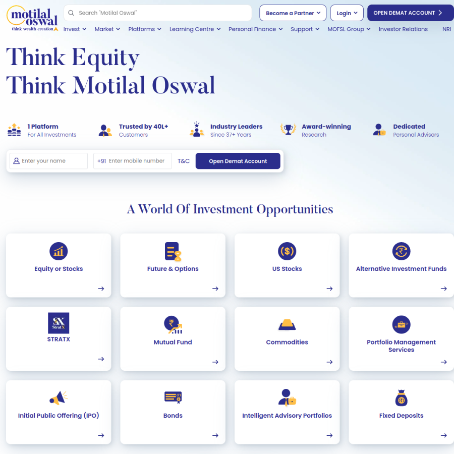 motilaloswal.com homepage screenshot