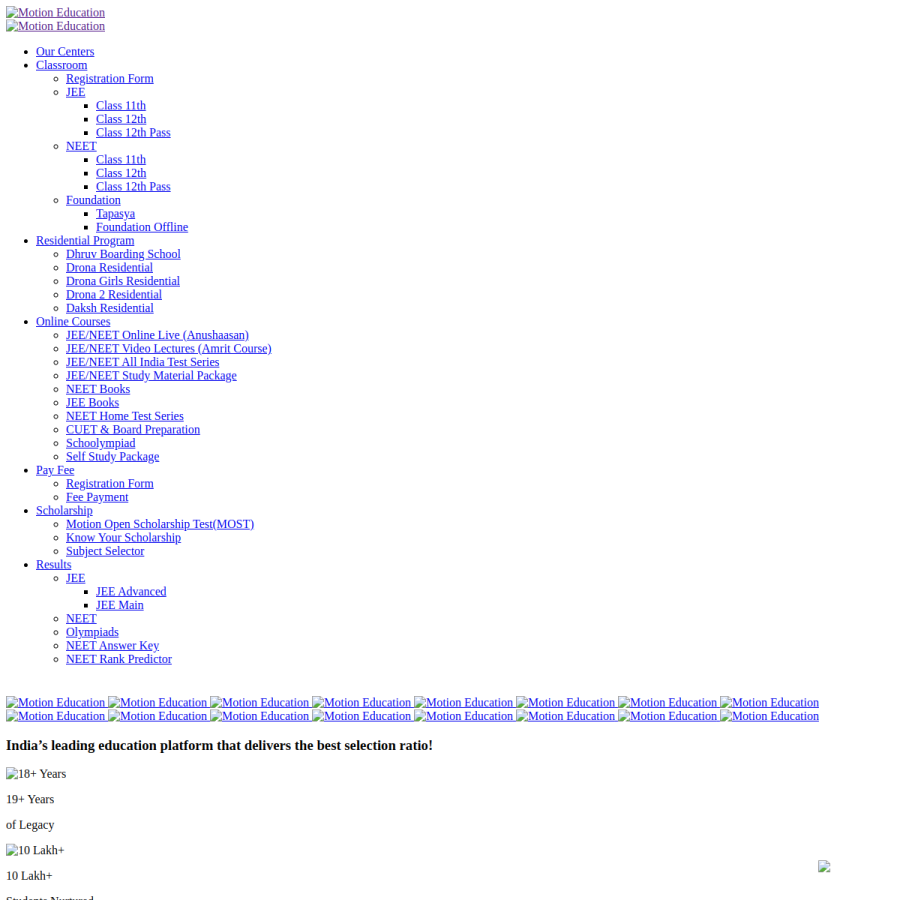 motion.ac.in homepage screenshot