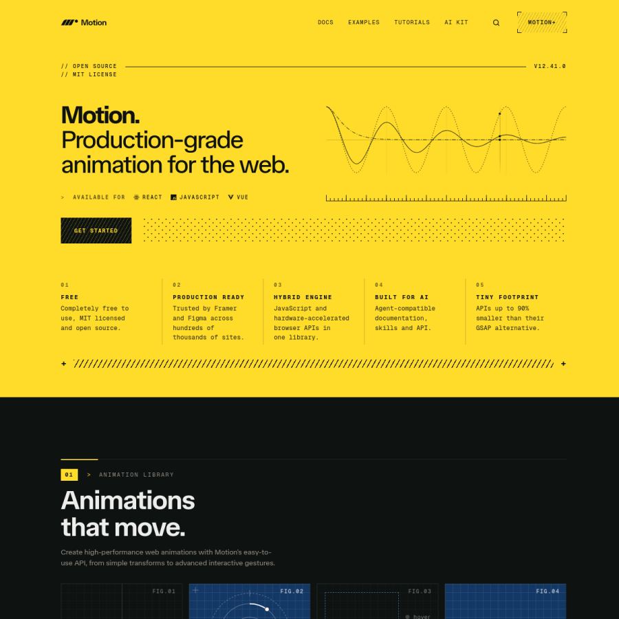 motion.dev homepage screenshot