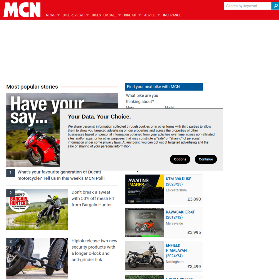 motorcyclenews.com homepage screenshot