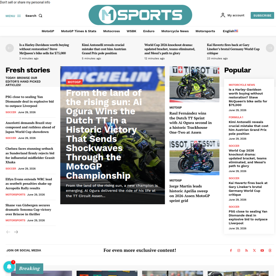 motorcyclesports.net homepage screenshot