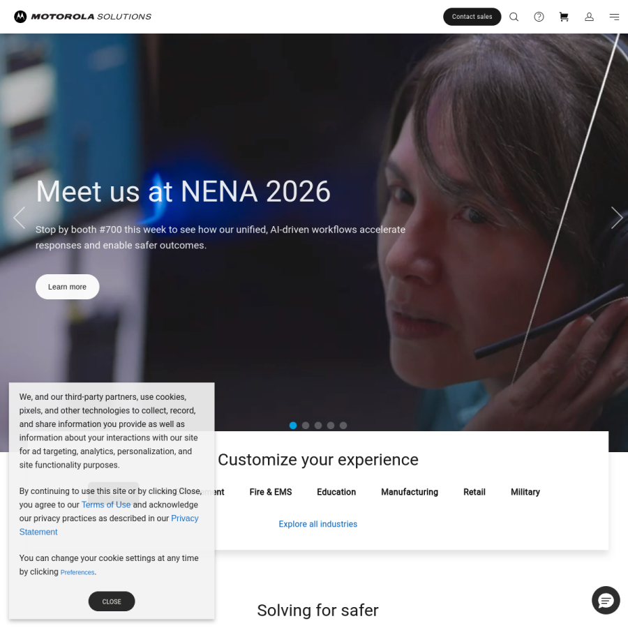 motorolasolutions.com homepage screenshot