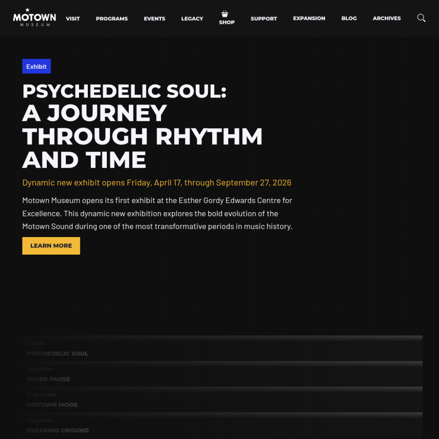 motownmuseum.org homepage screenshot