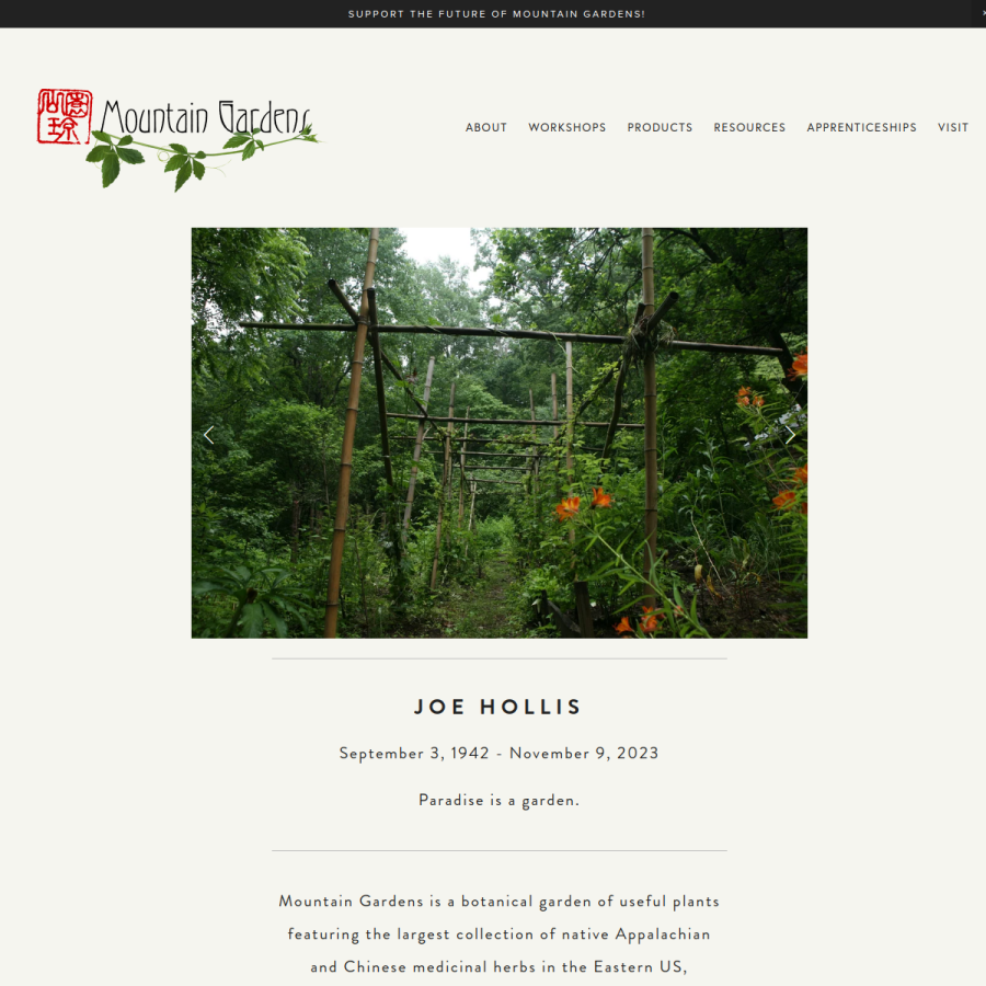 mountaingardensherbs.com homepage screenshot