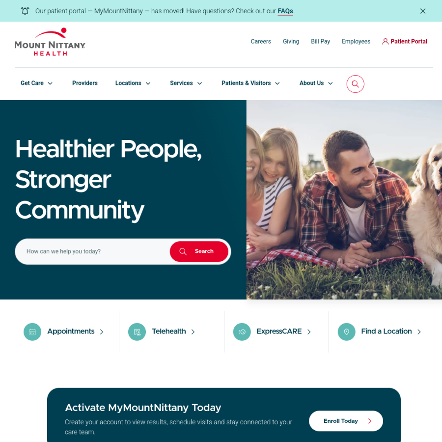 mountnittany.org homepage screenshot