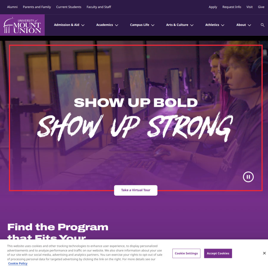 mountunion.edu homepage screenshot