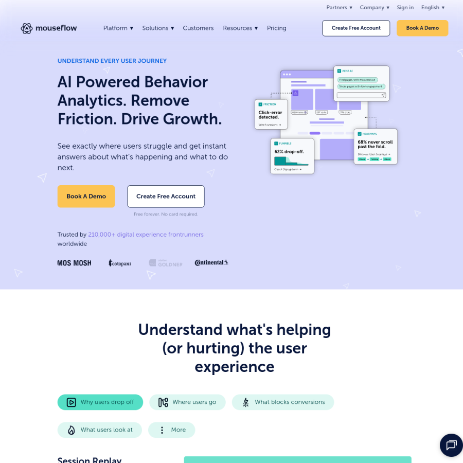mouseflow.com homepage screenshot