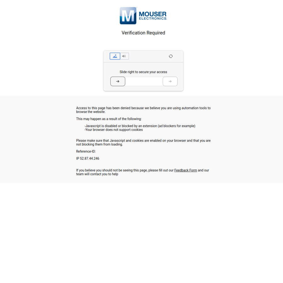 mouser.com homepage screenshot