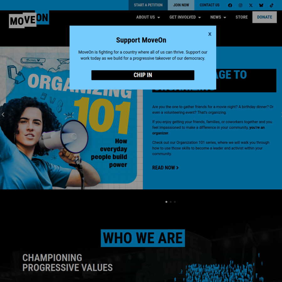 moveon.org homepage screenshot