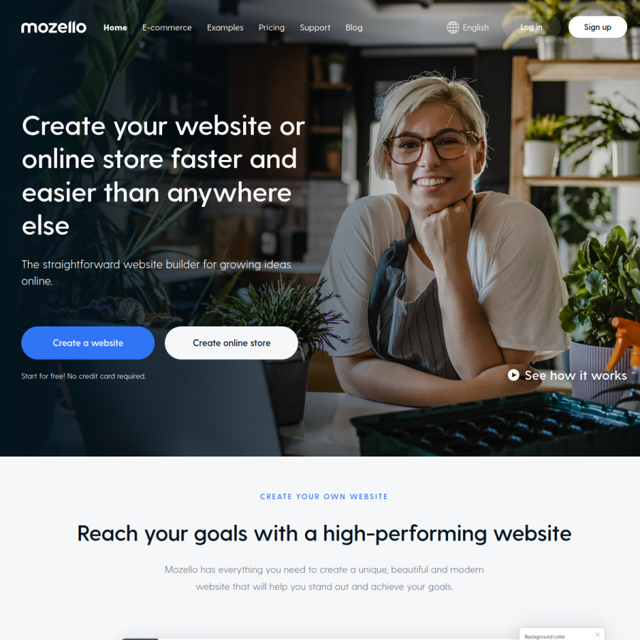 mozello.com homepage screenshot