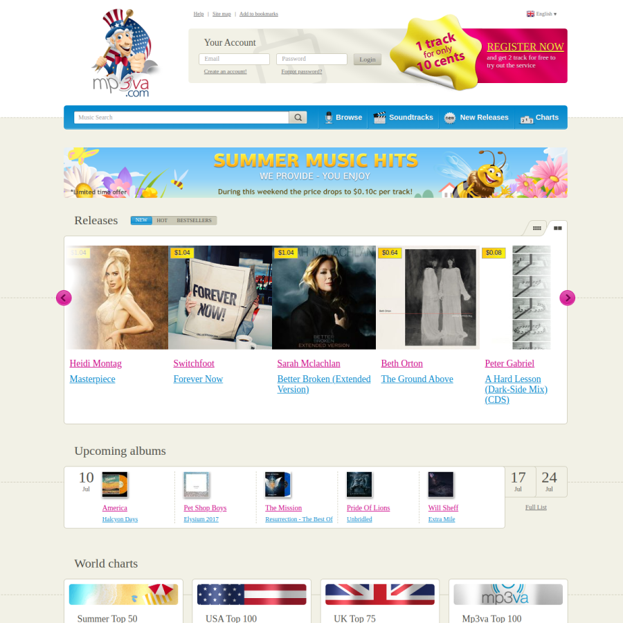 mp3va.com homepage screenshot