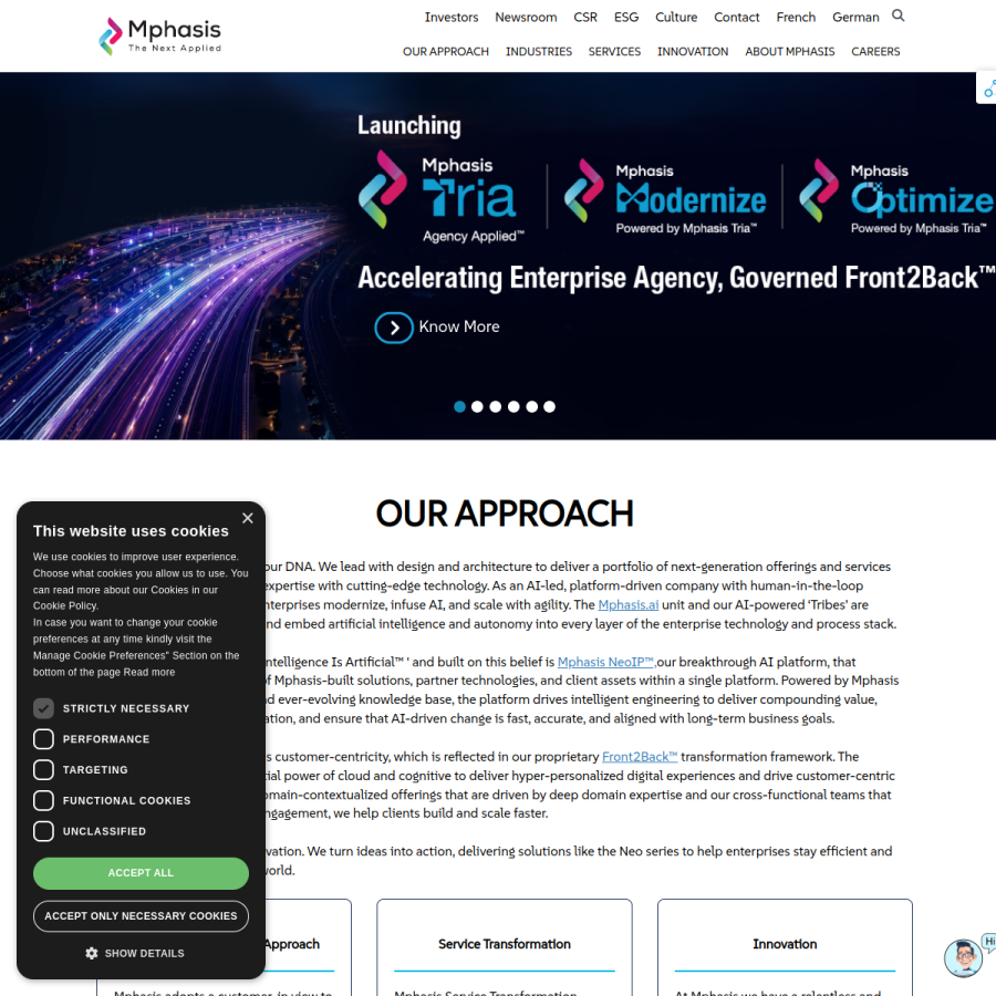 mphasis.com homepage screenshot