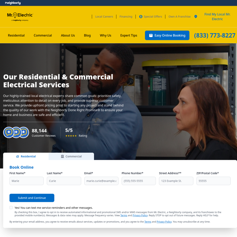 mrelectric.com homepage screenshot