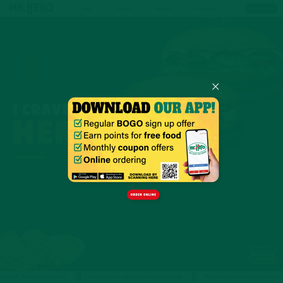 mrhero.com homepage screenshot