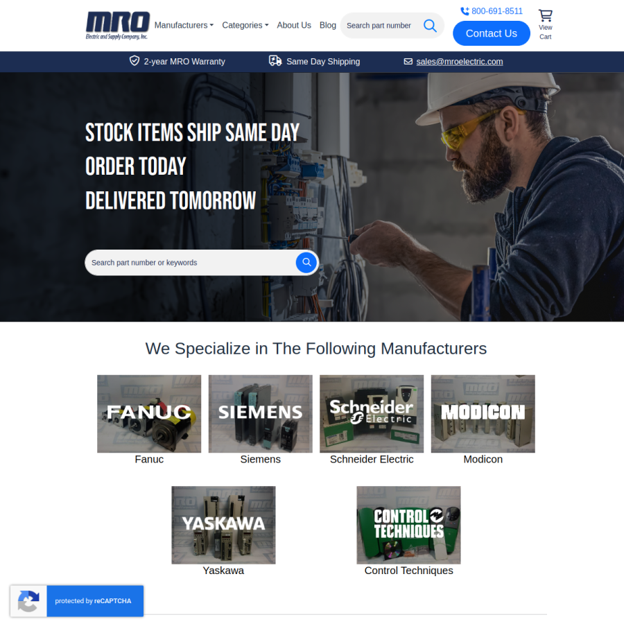mroelectric.com homepage screenshot