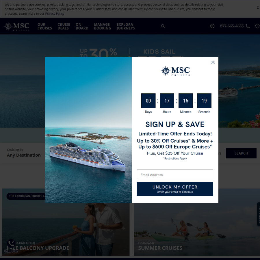 msccruisesusa.com homepage screenshot