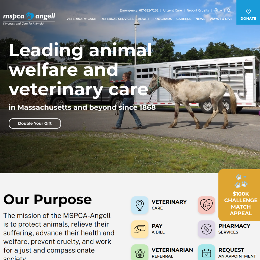 mspca.org homepage screenshot