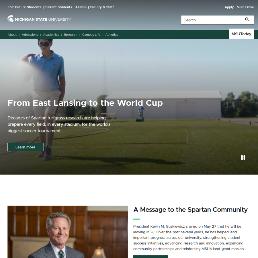 msu.edu homepage screenshot