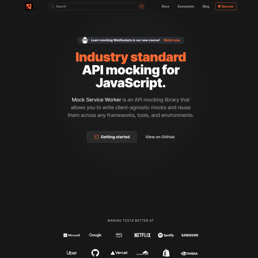 mswjs.io homepage screenshot