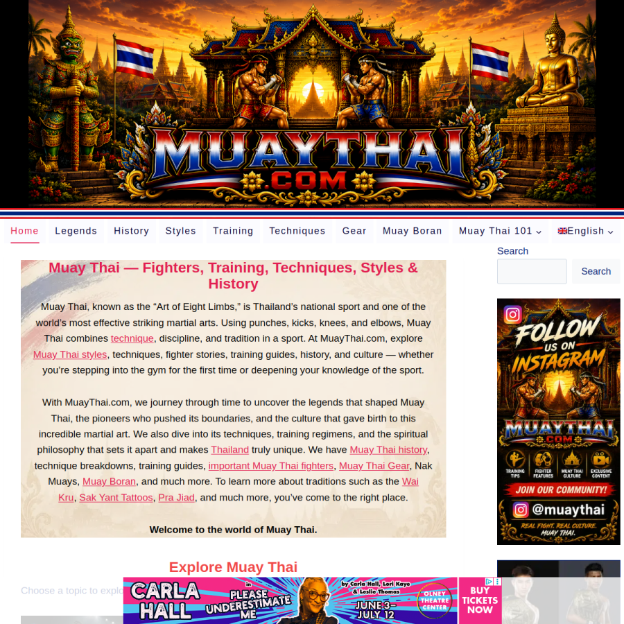 muaythai.com homepage screenshot