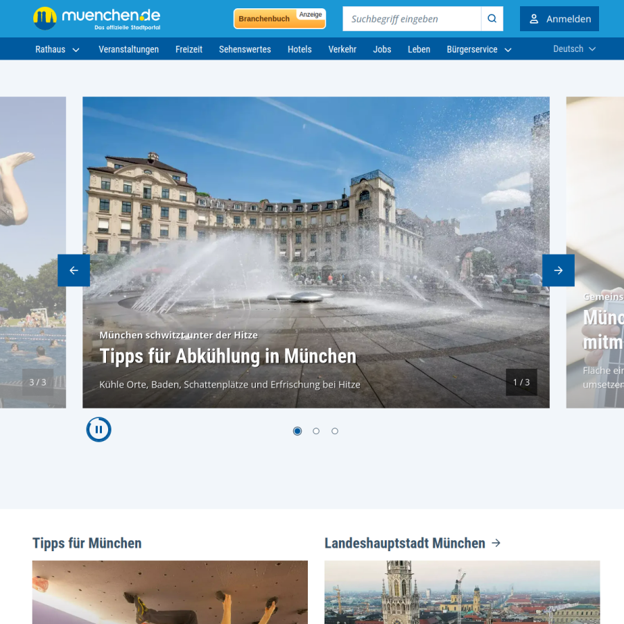muenchen.de homepage screenshot