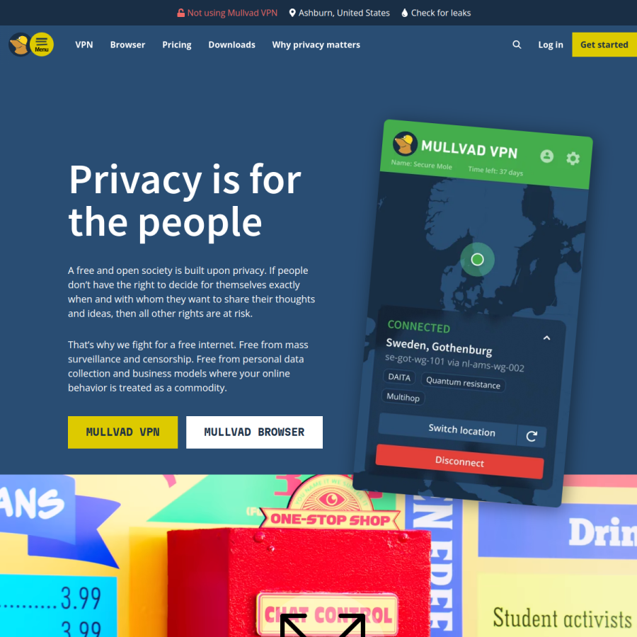 mullvad.net homepage screenshot