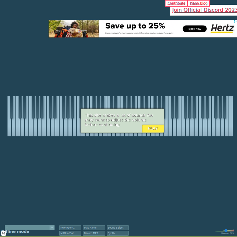 multiplayerpiano.com homepage screenshot