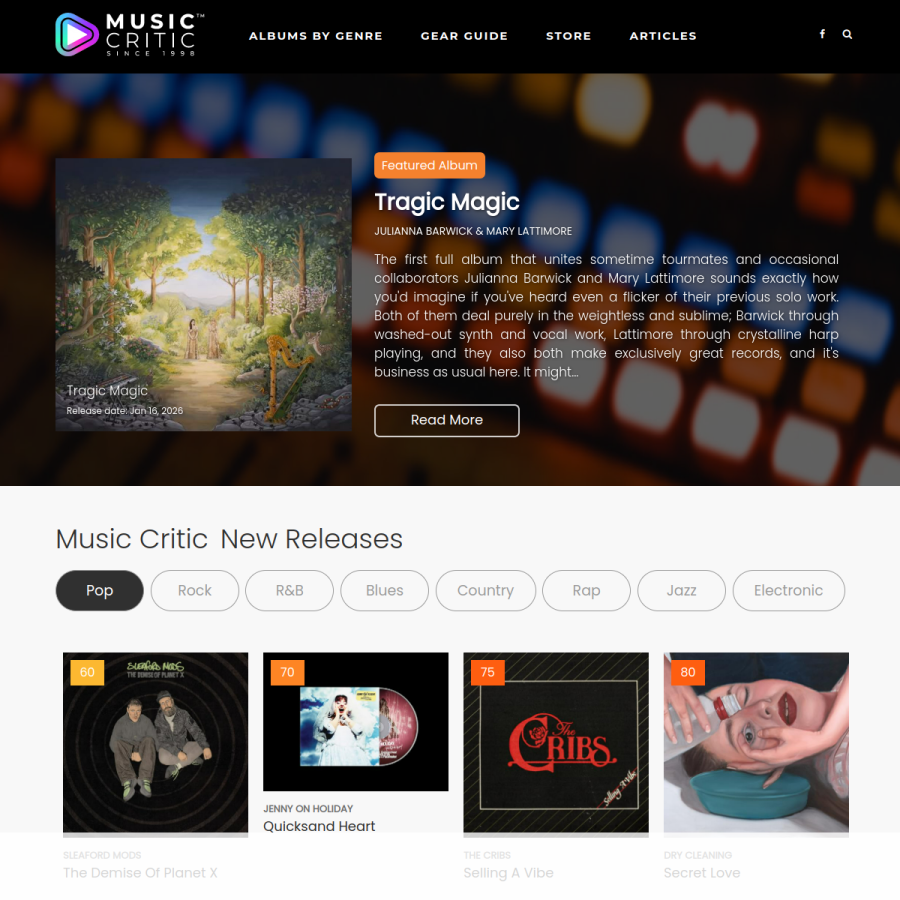 musiccritic.com homepage screenshot