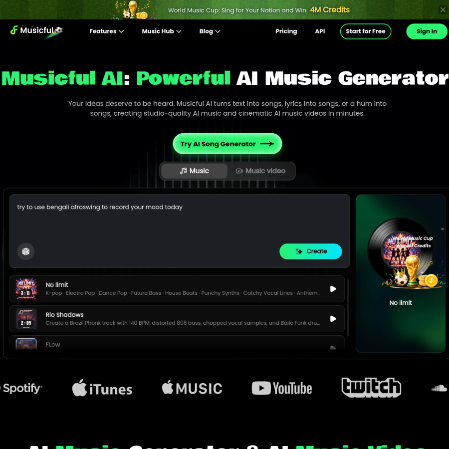 musicful.ai homepage screenshot