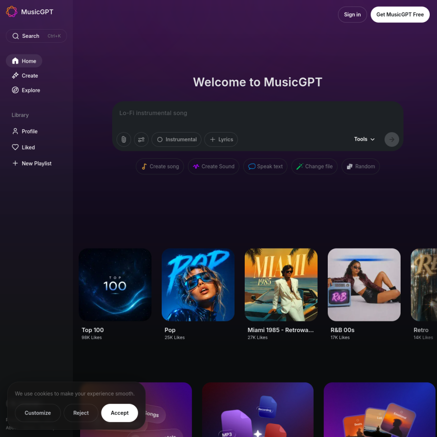 musicgpt.com homepage screenshot
