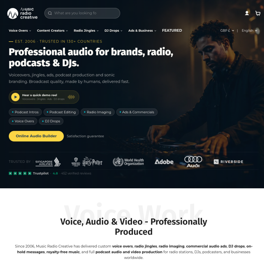 musicradiocreative.com homepage screenshot