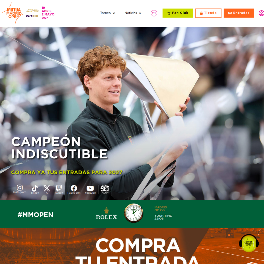mutuamadridopen.com homepage screenshot