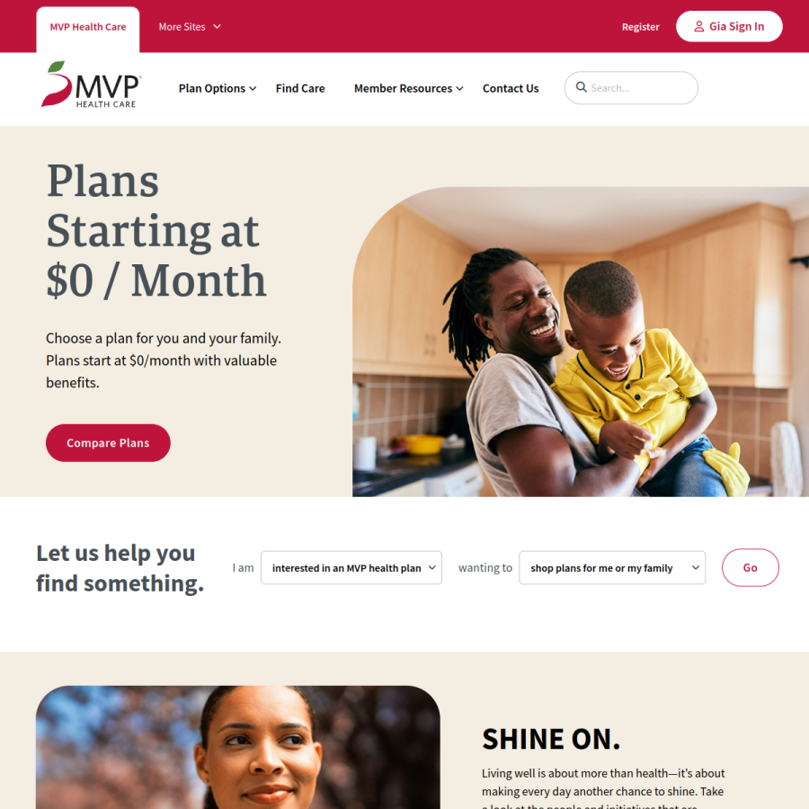 mvphealthcare.com homepage screenshot