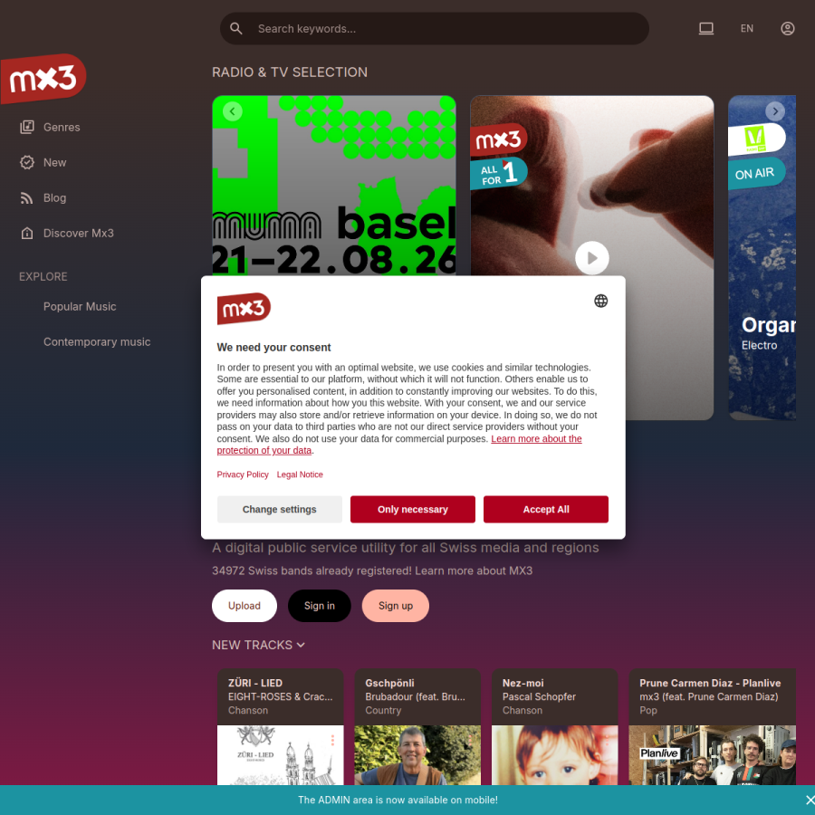 mx3.ch homepage screenshot
