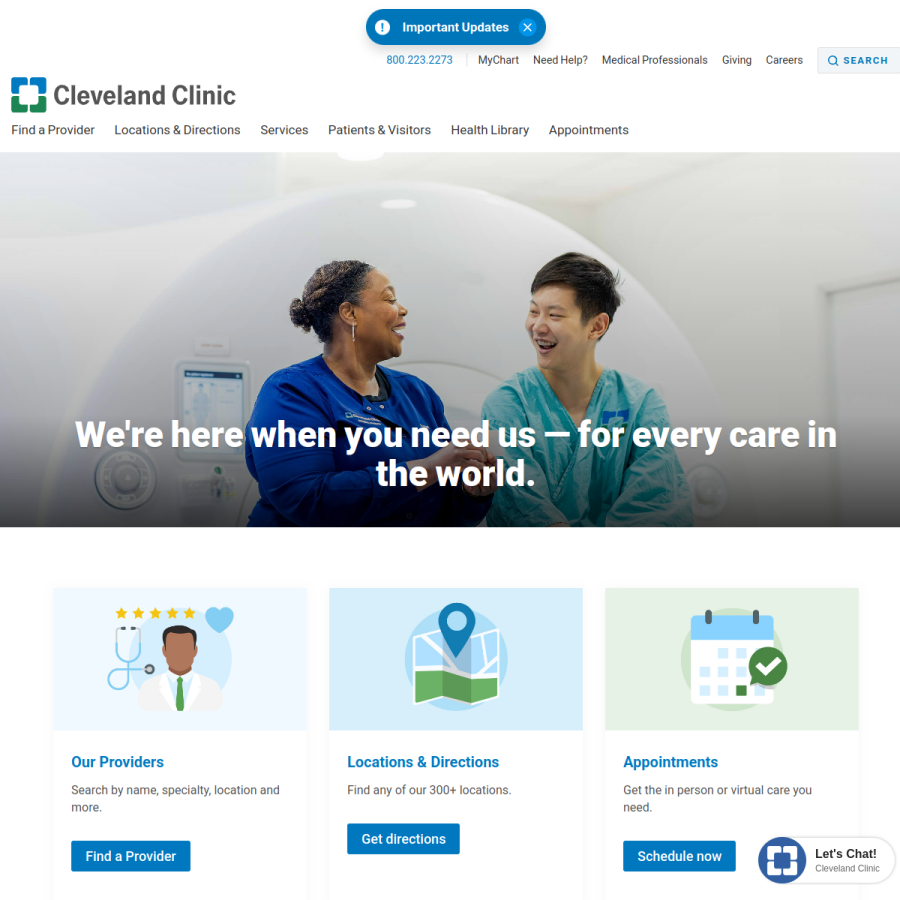 my.clevelandclinic.org homepage screenshot