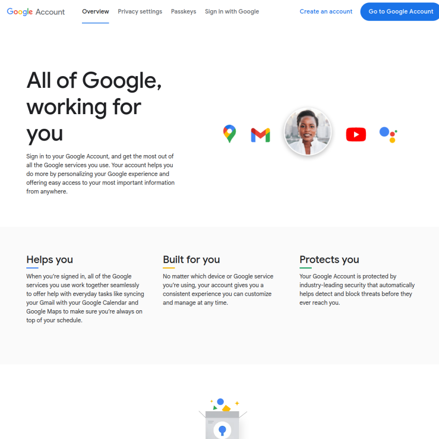 myaccount.google.com homepage screenshot