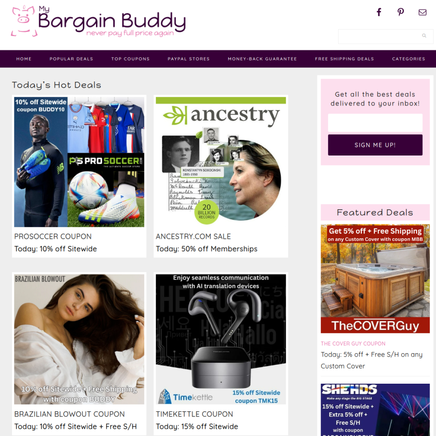 mybargainbuddy.com homepage screenshot
